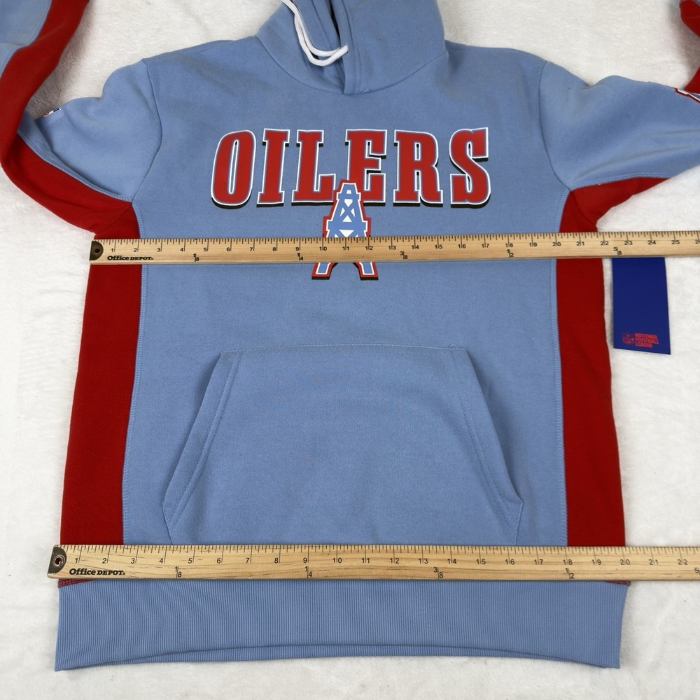 Retro Houston Oilers Hoodie Sweatshirt Men's Medium Blue Red Nwt $85 NFL Apparel - Picture 5 of 9